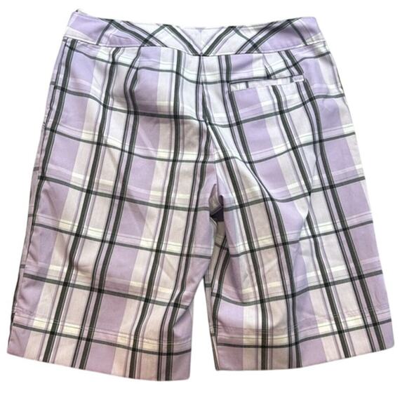 Women's IZOD Purple White Black Plaid Golf Beach Boating Bermuda Shorts Size 10 - Picture 2 of 10